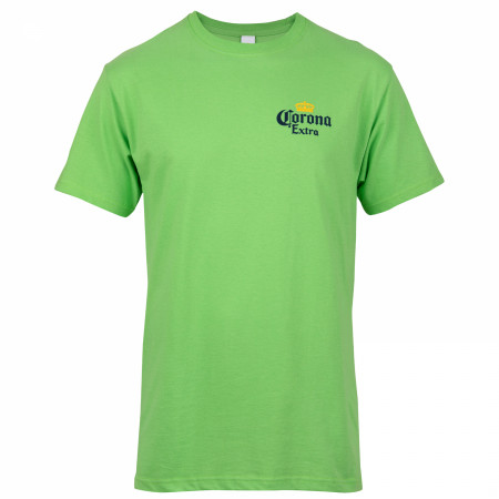 Corona Extra Label Vivid Lime Front and Back Print T-Shirt